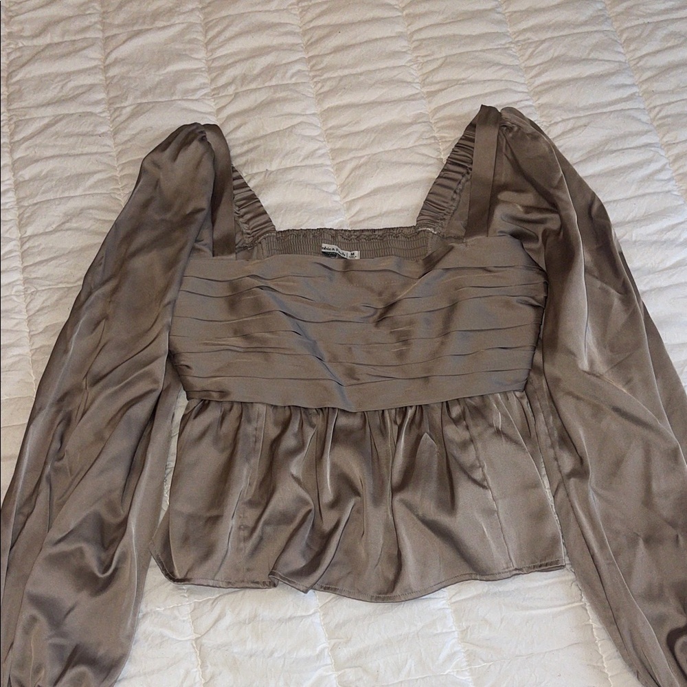 Abercrombie & Fitch Satin Peplum Blouse